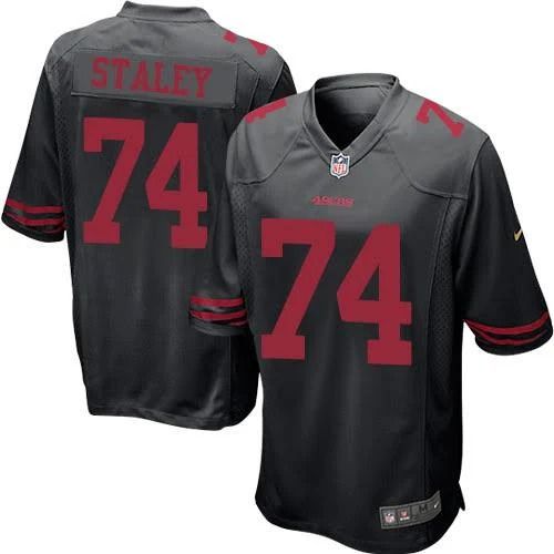 Men San Francisco 49ers 74 Joe Staley Nike Black Game Player NFL Jersey